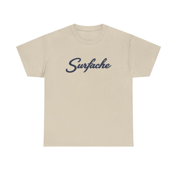 Surfache Logo Tee — Retro Script Front & Manta Ray Patch Back