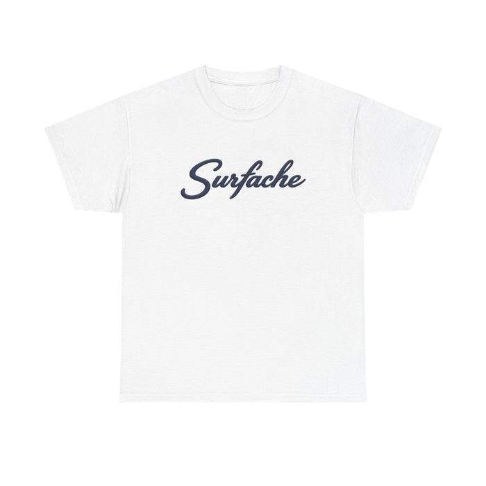 Surfache Logo Tee — Retro Script Front & Manta Ray Patch Back