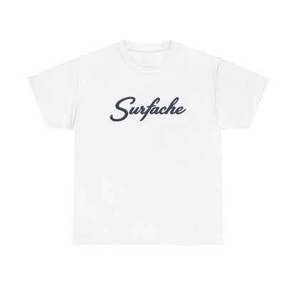 Surfache Logo Tee — Retro Script Front & Manta Ray Patch Back