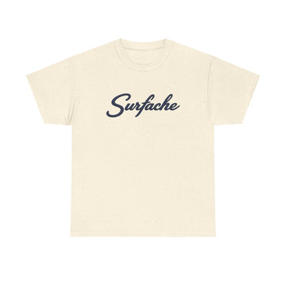 Surfache Logo Tee — Retro Script Front & Manta Ray Patch Back