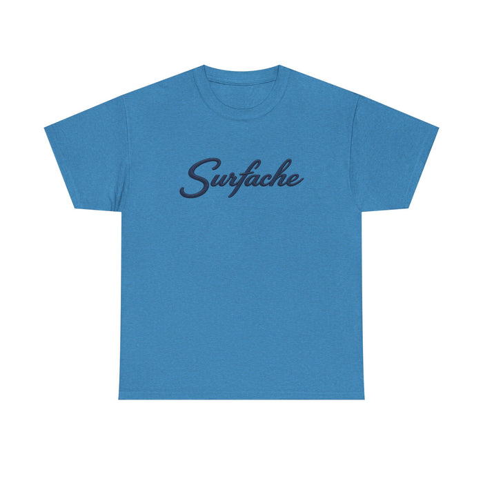 Surfache Logo Tee — Retro Script Front & Manta Ray Patch Back