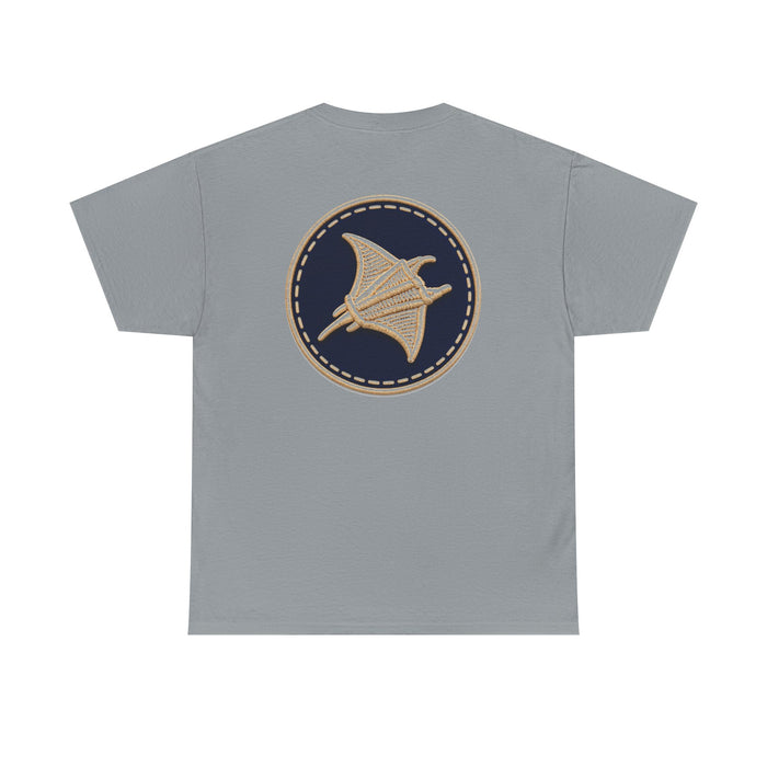 Surfache Logo Tee — Retro Script Front & Manta Ray Patch Back