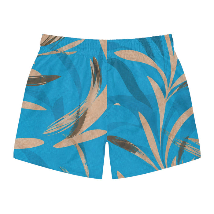Surfache Tropical Blue Swim Trunks — Palm Leaf AOP Beach Shorts