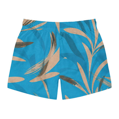 Surfache Tropical Blue Swim Trunks — Palm Leaf AOP Beach Shorts