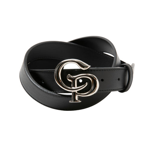 Symbol Buckle Leather Belt