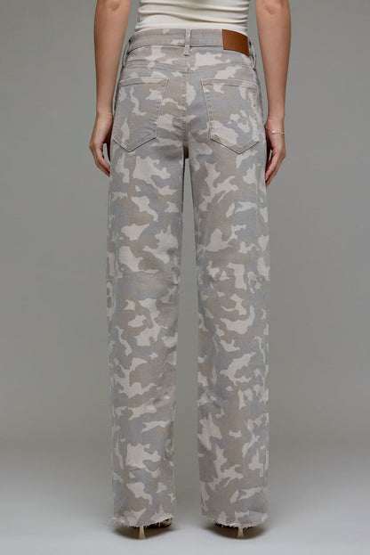 Tan Camo High Rise 31in Inseam Dad Jean