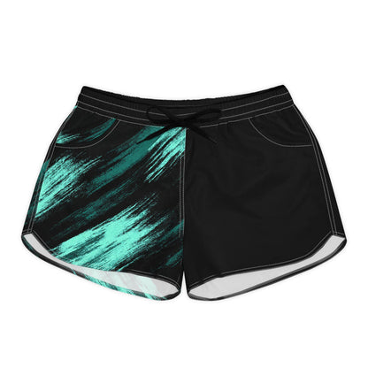 Teal Brushstroke Women’s Running Shorts — Casual AOP Athletic Shorts