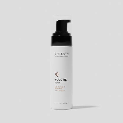 Zenagen Volume Foam lightweight densifier and volumizing styling foam 7 oz designed to add body, lift, and fullness to fine or thinning hair.
