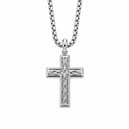 Torren Stainless Steel Cross Pendant with Twisted Cable Inlay