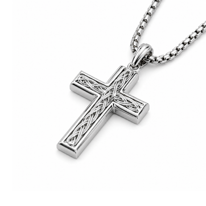 Torren Stainless Steel Cross Pendant with Twisted Cable Inlay