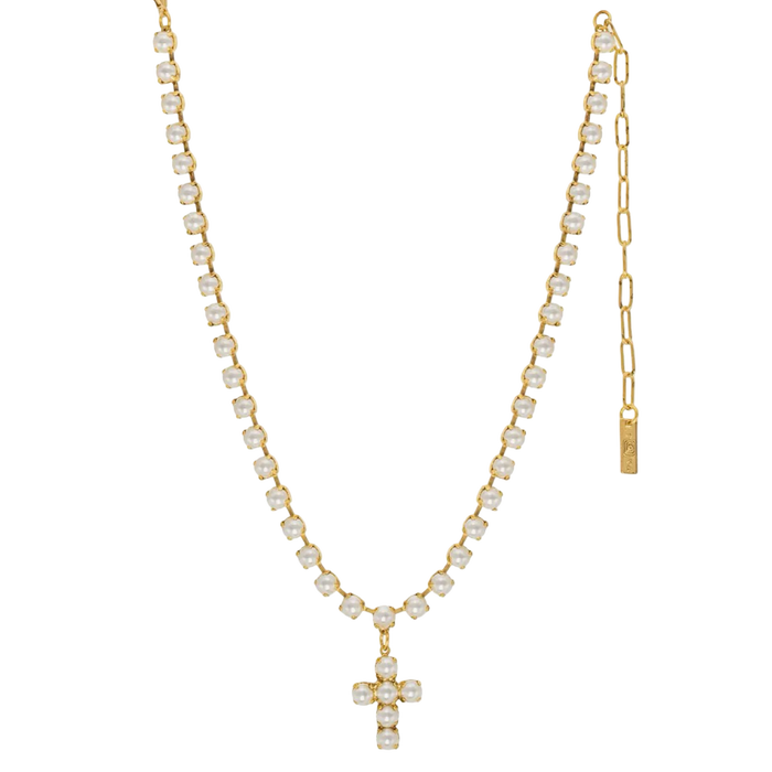 TOVA Baby Donatella Necklace, TOVA pearl necklace, handmade Swarovski crystal necklace, Swarovski crystal necklace, pearl inspired necklace, pearl jewelry, feminine necklace, layered necklace, classic jewelry, TOVA jewelry, handmade jewelry, crystal jewelry, sparkly necklace, boutique jewelry, gift for her, bridal jewelry, women’s accessories, Oh Meredith jewelry