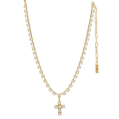 TOVA Baby Donatella Necklace, TOVA pearl necklace, handmade Swarovski crystal necklace, Swarovski crystal necklace, pearl inspired necklace, pearl jewelry, feminine necklace, layered necklace, classic jewelry, TOVA jewelry, handmade jewelry, crystal jewelry, sparkly necklace, boutique jewelry, gift for her, bridal jewelry, women’s accessories, Oh Meredith jewelry