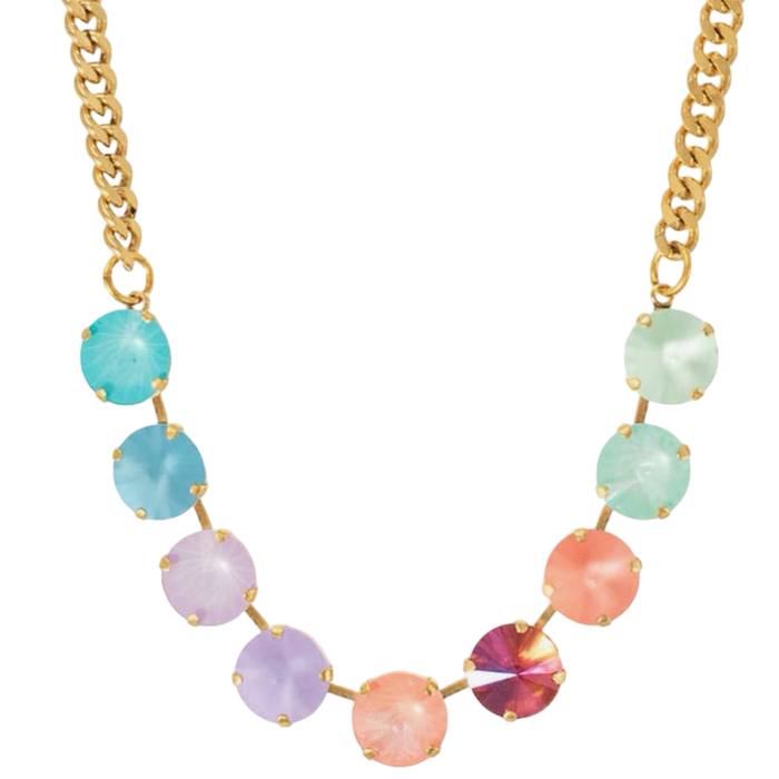 TOVA Mini Sofia Necklace, TOVA Fairy Dust Mix necklace, handmade Swarovski crystal necklace, Swarovski crystal necklace, colorful crystal necklace, multicolor necklace, petite crystal necklace, layered necklace, TOVA jewelry, handmade jewelry, colorful jewelry, sparkly necklace, everyday necklace, boutique jewelry, gift for her, women’s accessories, Oh Meredith jewelry