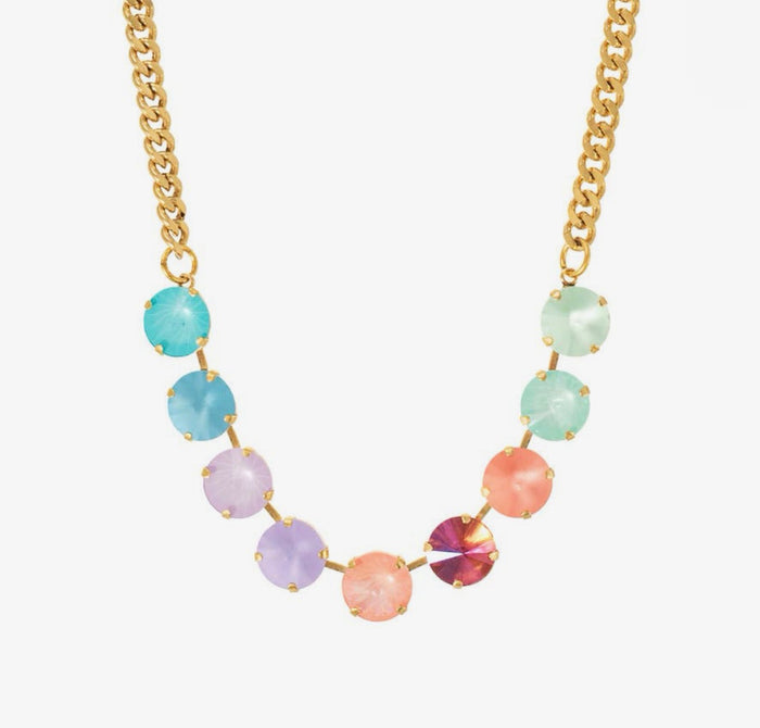 TOVA Mini Sofia Necklace, TOVA Fairy Dust Mix necklace, handmade Swarovski crystal necklace, Swarovski crystal necklace, colorful crystal necklace, multicolor necklace, petite crystal necklace, layered necklace, TOVA jewelry, handmade jewelry, colorful jewelry, sparkly necklace, everyday necklace, boutique jewelry, gift for her, women’s accessories, Oh Meredith jewelry