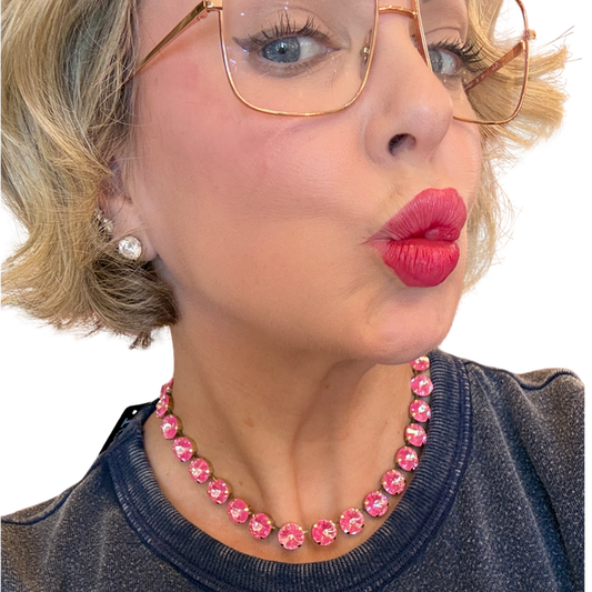 fucshia swarovski pink sofia ultra tova swarovski choker necklace