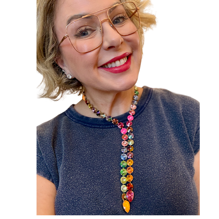 watermelon tova lariat necklace swarovski gemstones