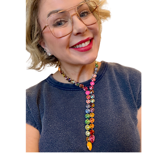 watermelon tova lariat necklace swarovski gemstones