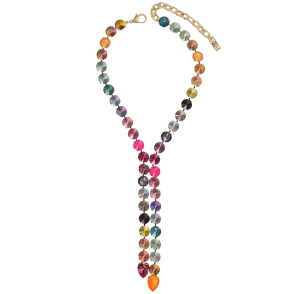 TOVA Split Necklace, TOVA Watermelon necklace, handmade Swarovski crystal necklace, Swarovski crystal necklace, pink and green necklace, watermelon jewelry, colorful crystal necklace, multicolor necklace, statement necklace, layered necklace, TOVA jewelry, handmade jewelry, colorful jewelry, pink crystal necklace, green crystal necklace, boutique jewelry, gift for her, summer jewelry, vacation jewelry, Oh Meredith jewelry