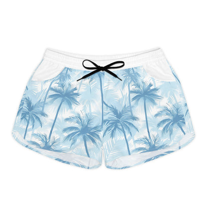 Tropical Palm Beach Shorts — Women's Light Blue Summer Lounge Shorts