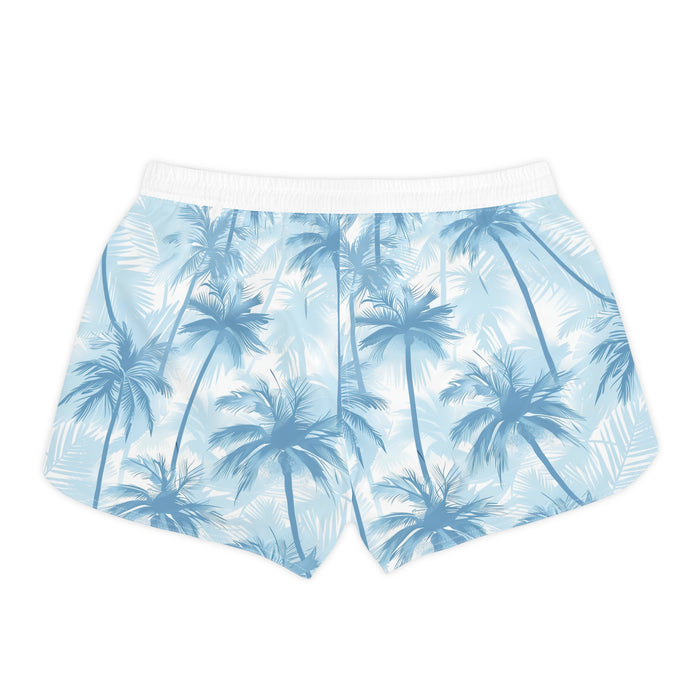 Tropical Palm Beach Shorts — Women's Light Blue Summer Lounge Shorts