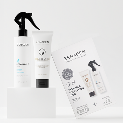 Ultimate Hydration Set featuring Repairacle Leave-In Spray and Crème de la Zen Skin Cream for healthy hair and skin