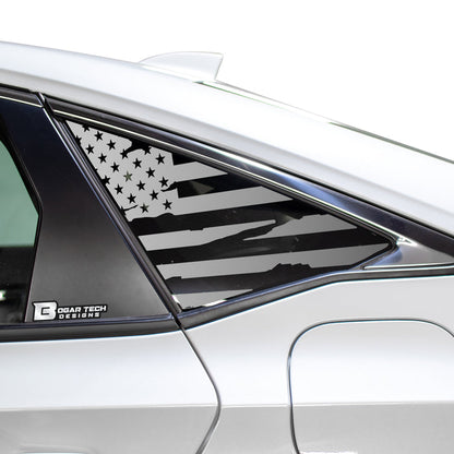 Universal Fit American Flag Third Quarter Window Decal Sticker Compatible with Most Sedans and Coupes - Bogar Tech Designs