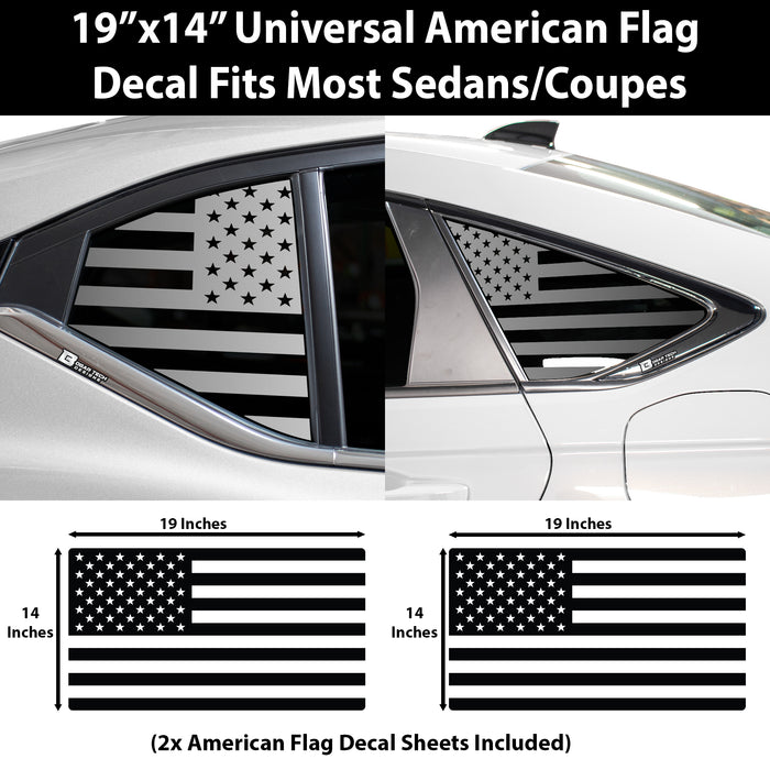 Universal Fit American Flag Third Quarter Window Decal Sticker Compatible with Most Sedans and Coupes - Bogar Tech Designs