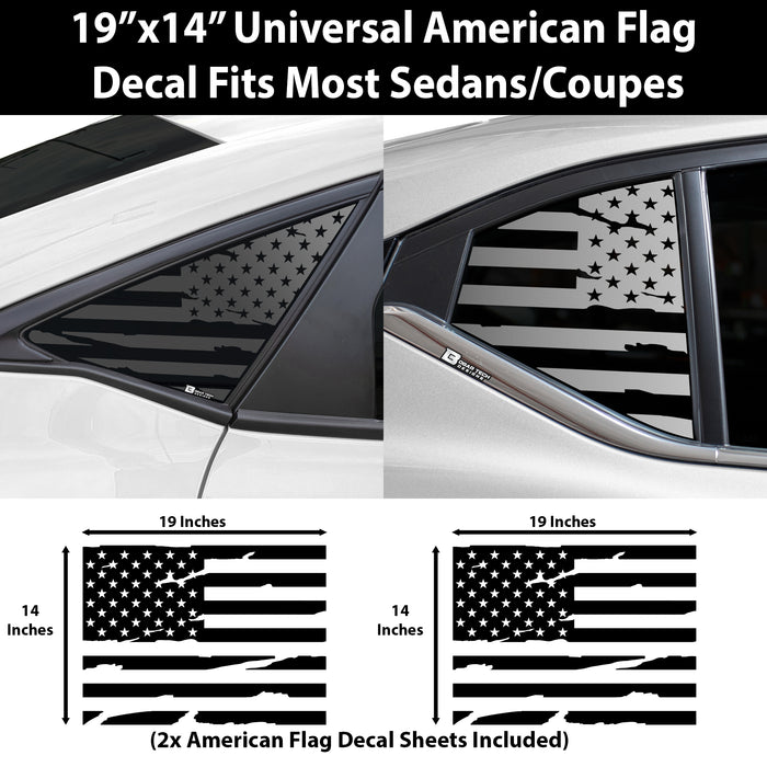Universal Fit American Flag Third Quarter Window Decal Sticker Compatible with Most Sedans and Coupes - Bogar Tech Designs