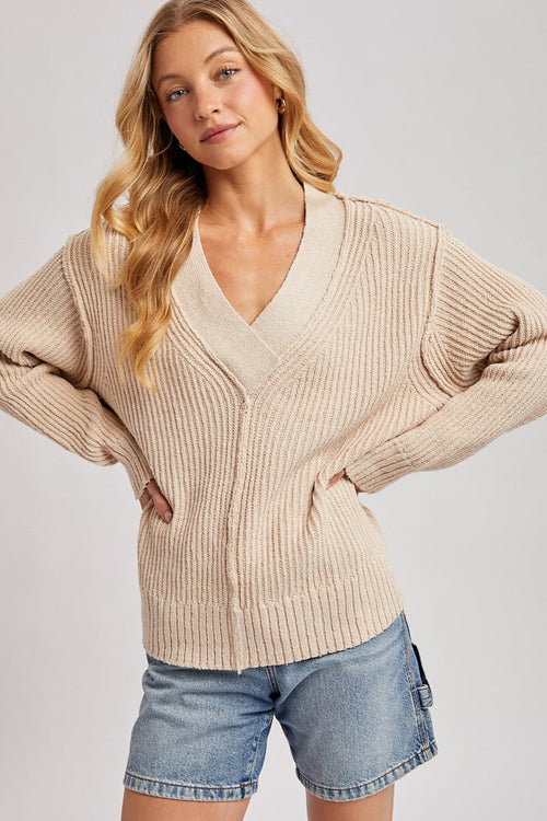 V-neck Knit Sweater Pullover