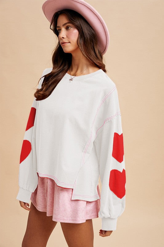 Valentine Heart Patch French Terry Sweatshirt