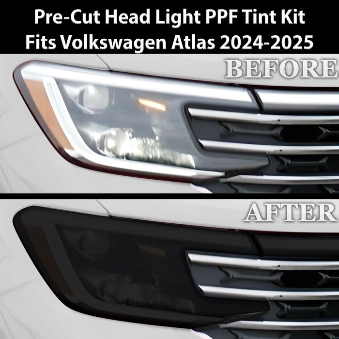 Full Headlight Taillight Precut Smoked PPF Tint Kit Film Overlay Fits Volkswagen Atlas 2024 - 2025 - Bogar Tech Designs