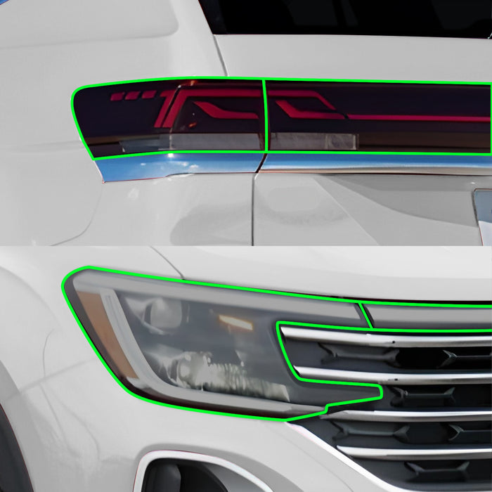 Full Headlight Taillight Precut Smoked PPF Tint Kit Film Overlay Fits Volkswagen Atlas 2024 - 2025 - Bogar Tech Designs