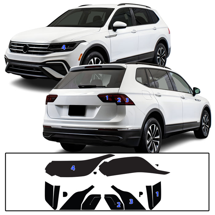 Volkswagen Tiguan 2022–2024 Dark Smoke Headlight & Taillight Tint Kit – Precut Vinyl Lens Overlays