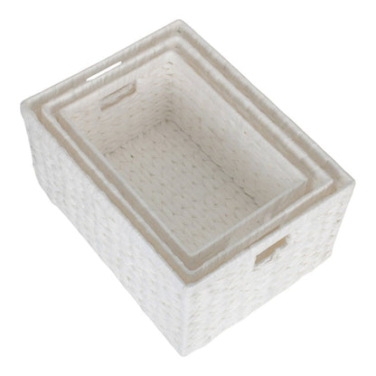 White Paper Rope Rectangular Storage Basket
