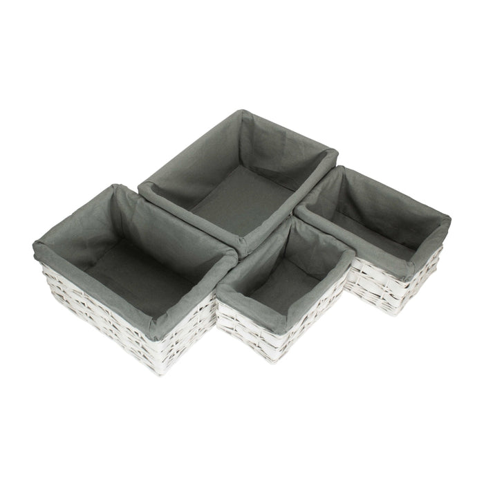 Whitewash Grey Lined Scandi Storage Basket