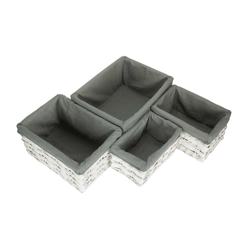 Whitewash Grey Lined Scandi Storage Basket