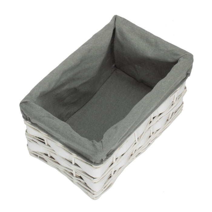 Whitewash Grey Lined Scandi Storage Basket
