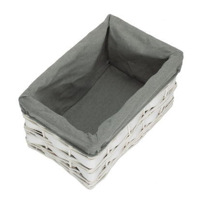 Whitewash Grey Lined Scandi Storage Basket