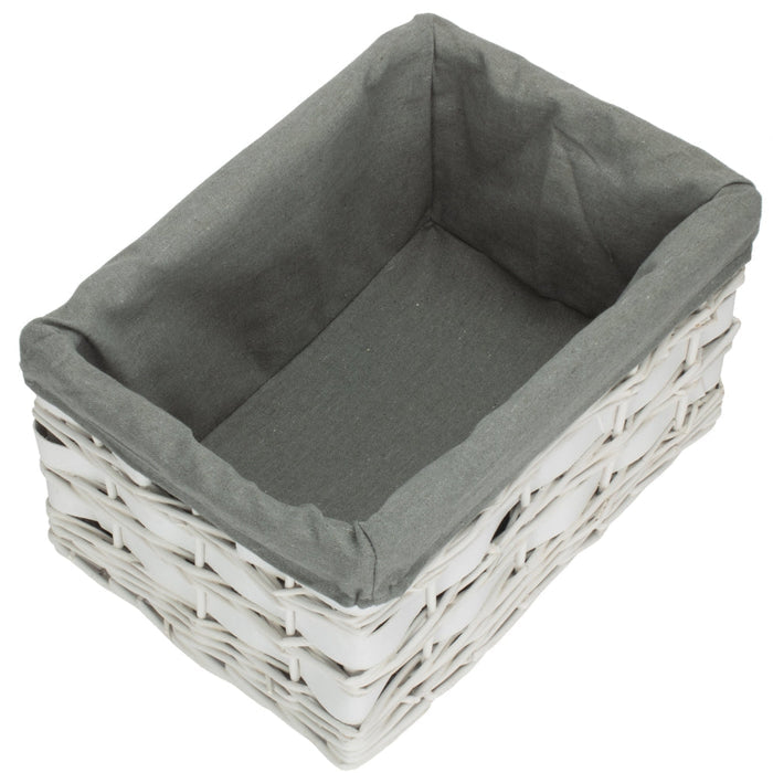 Whitewash Grey Lined Scandi Storage Basket