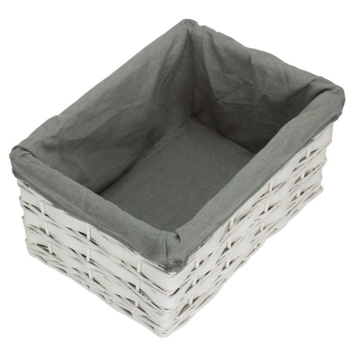 Whitewash Grey Lined Scandi Storage Basket