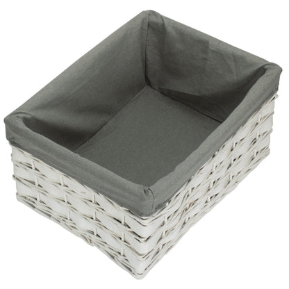 Whitewash Grey Lined Scandi Storage Basket