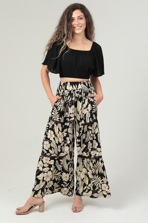 Wide Leg Pants Tie Waist