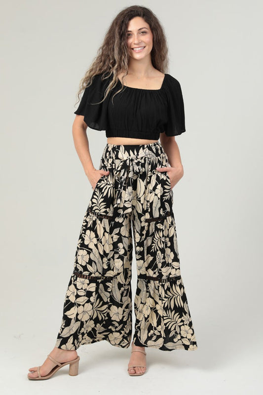 Wide Leg Pants Tie Waist