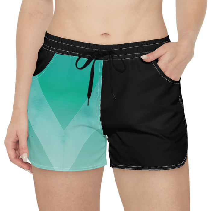 Women’s Two-Tone Aqua Chevron Casual Shorts — Comfortable Summer Lounge & Beachwear