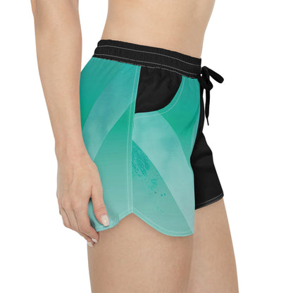 Women’s Two-Tone Aqua Chevron Casual Shorts — Comfortable Summer Lounge & Beachwear