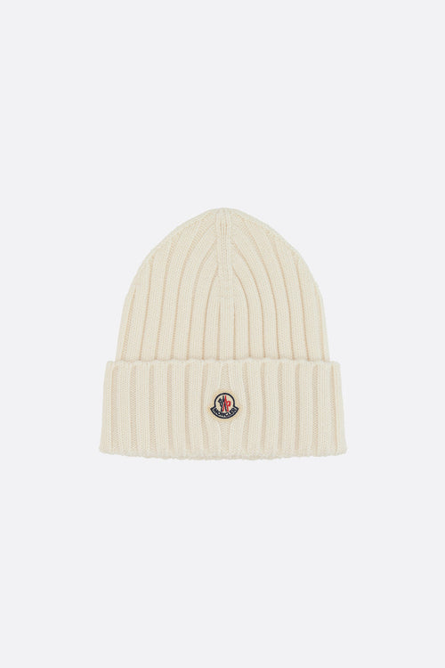 wool beanie with logo patch