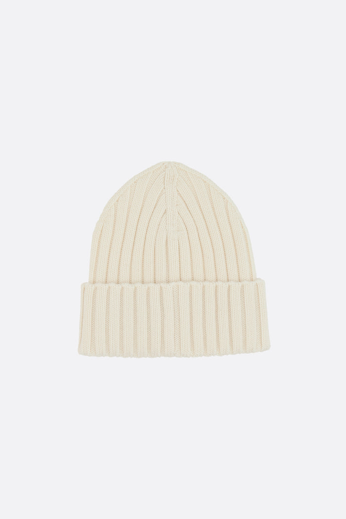 wool beanie with logo patch