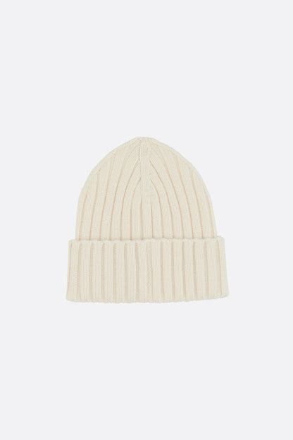 wool beanie with logo patch