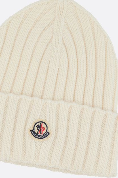 wool beanie with logo patch