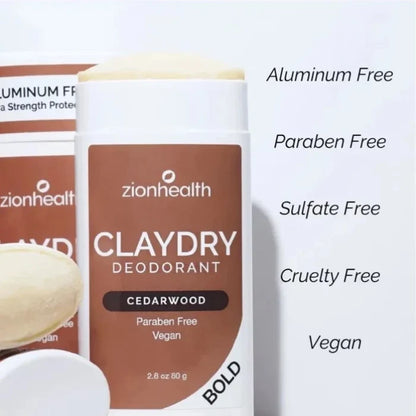 ZIONHEALTH  - BIO CLAYDRY  DEODORANT - CEDARWOOD - 80ml